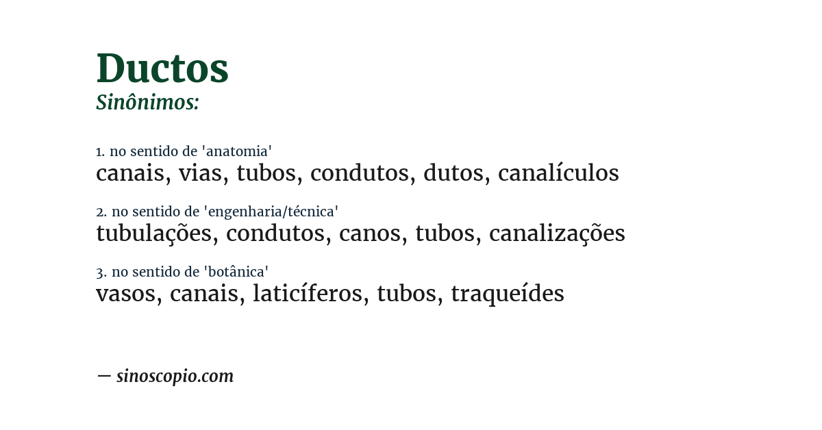 Sinônimo de ductos