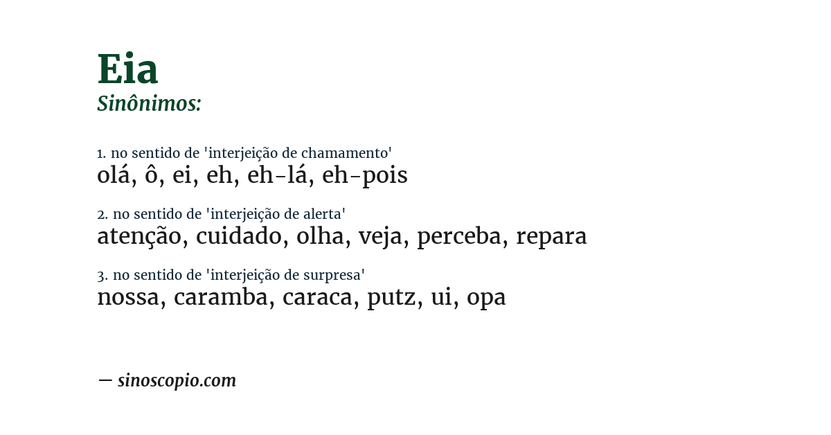 Sinônimo de eia