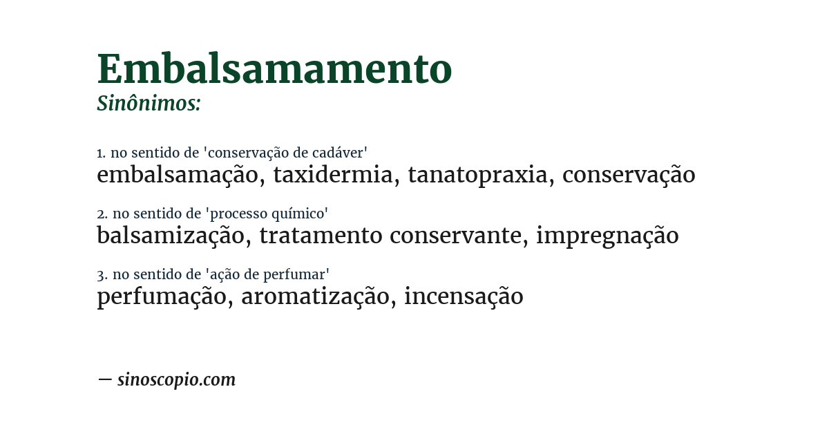 Sinônimo de embalsamamento