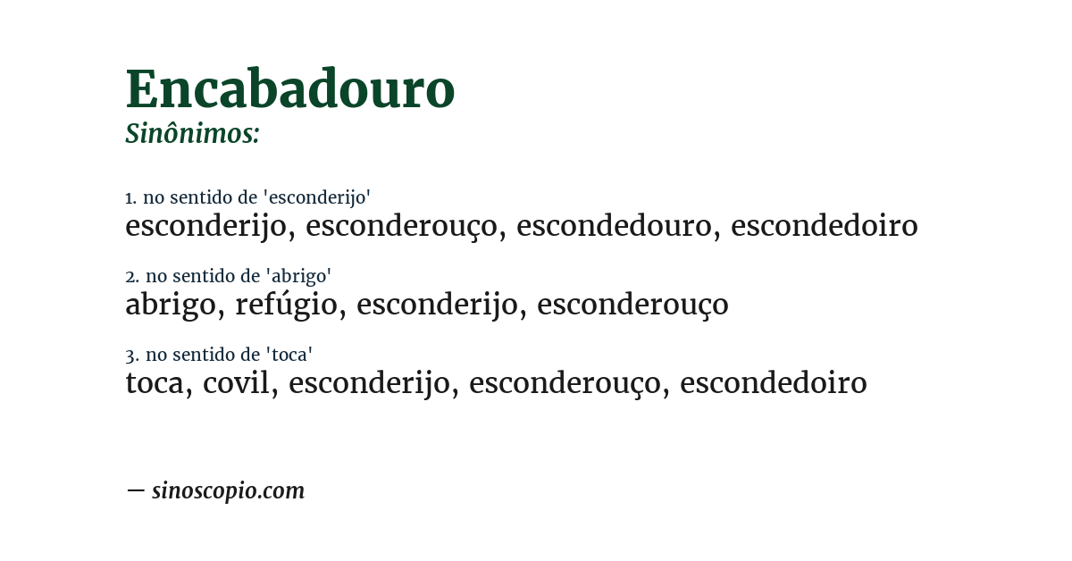 Sinônimo de encabadouro