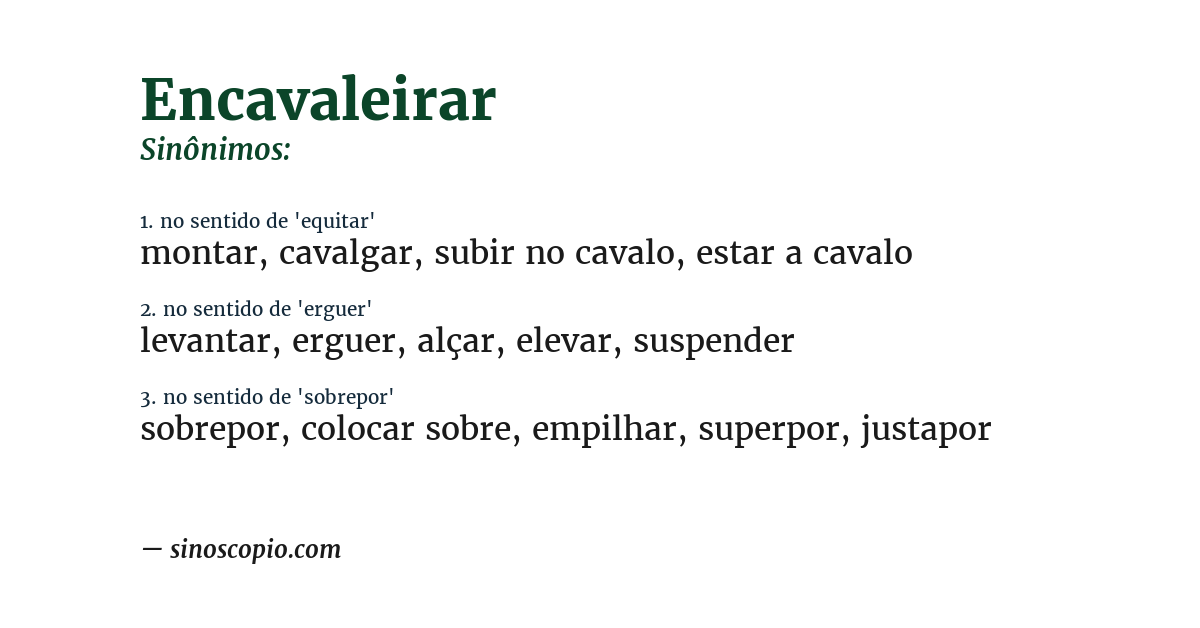 Sinônimo de encavaleirar