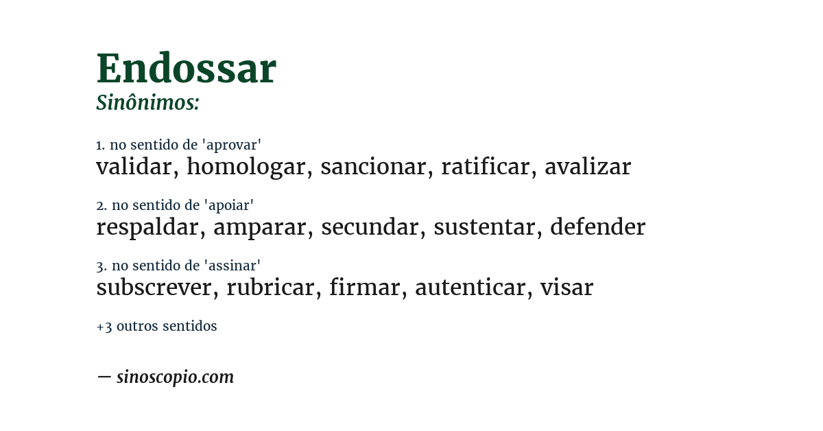 Sinônimo de endossar