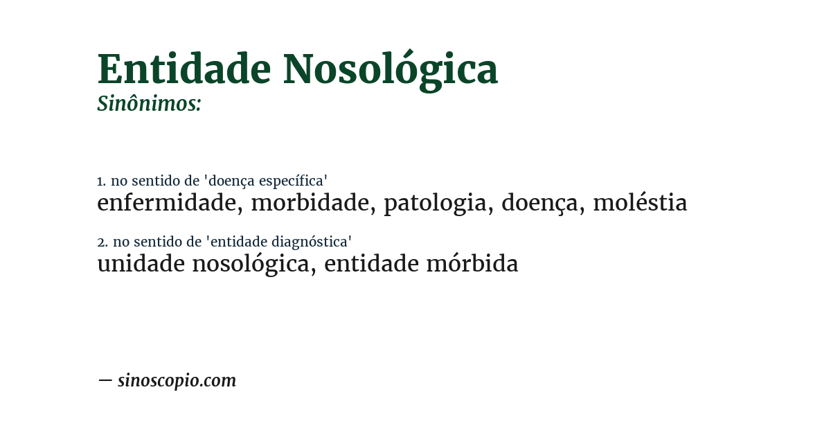 Sinônimo de entidade nosológica