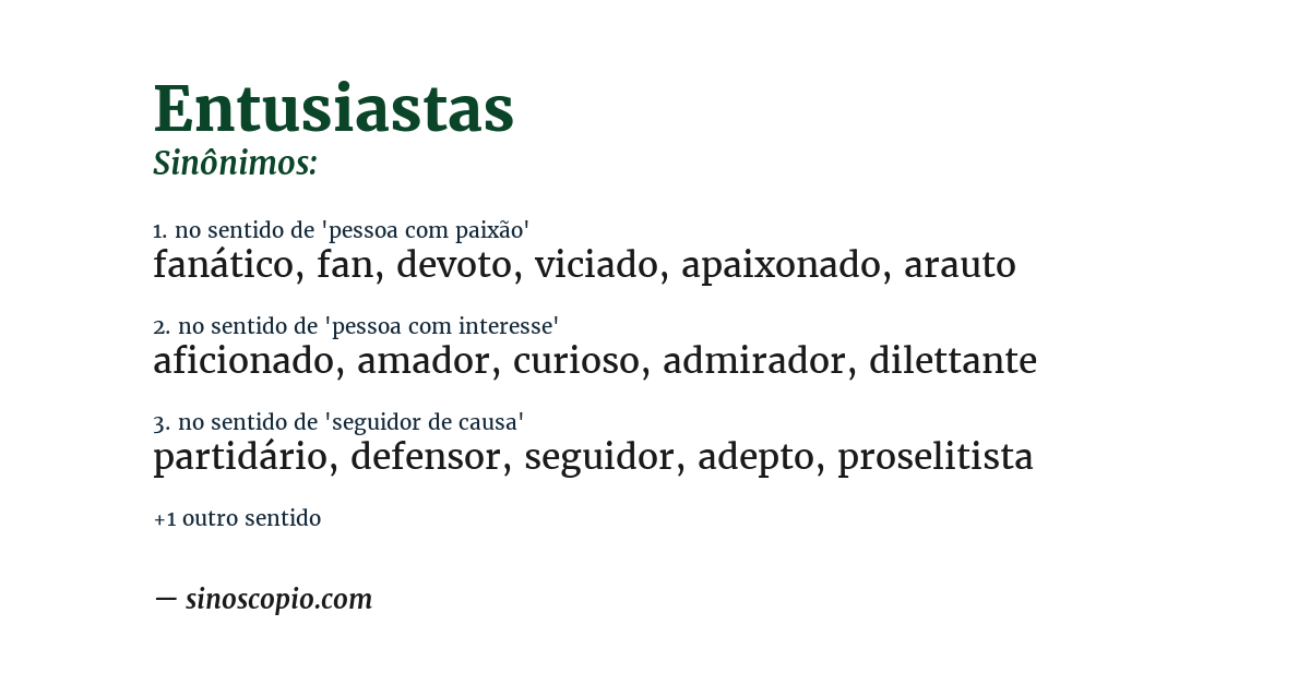 Sinônimo de entusiastas