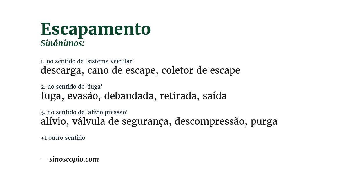 Sinônimo de escapamento