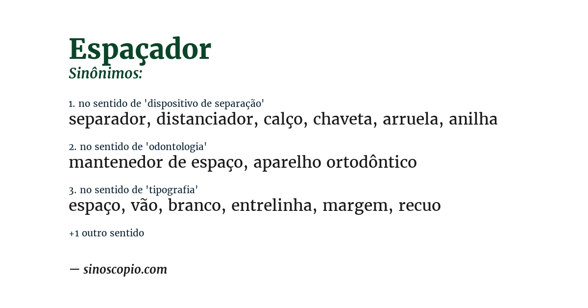 Sinônimo de espaçador