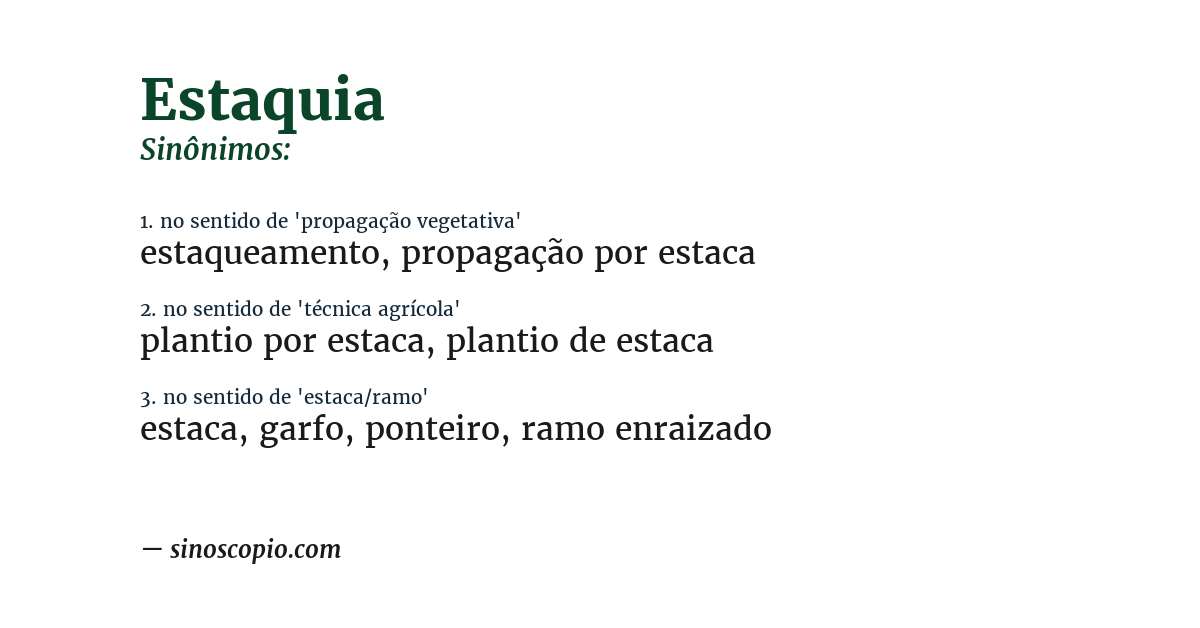 Sinônimo de estaquia
