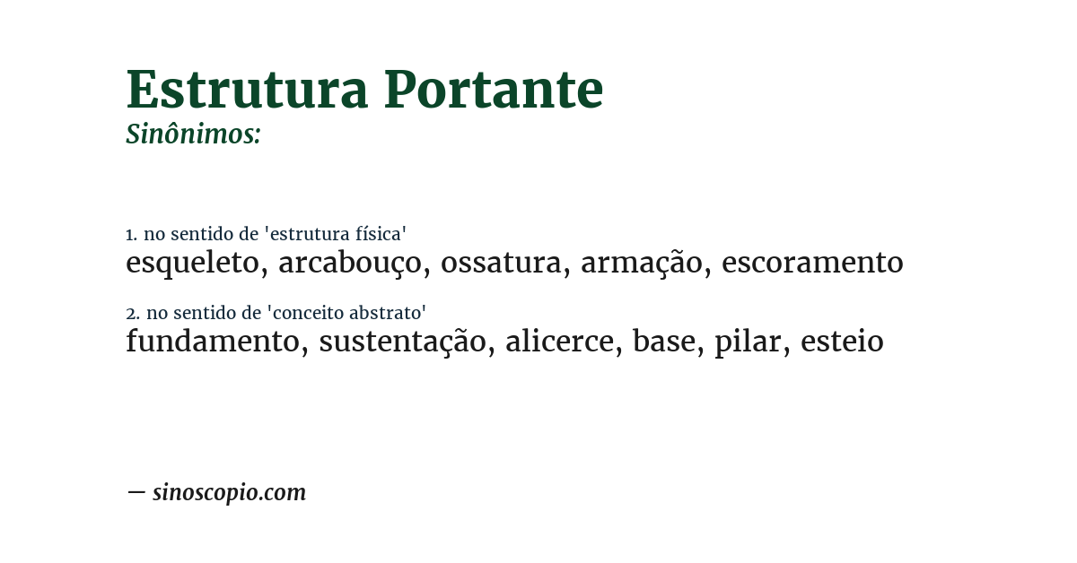 Sinônimo de estrutura portante