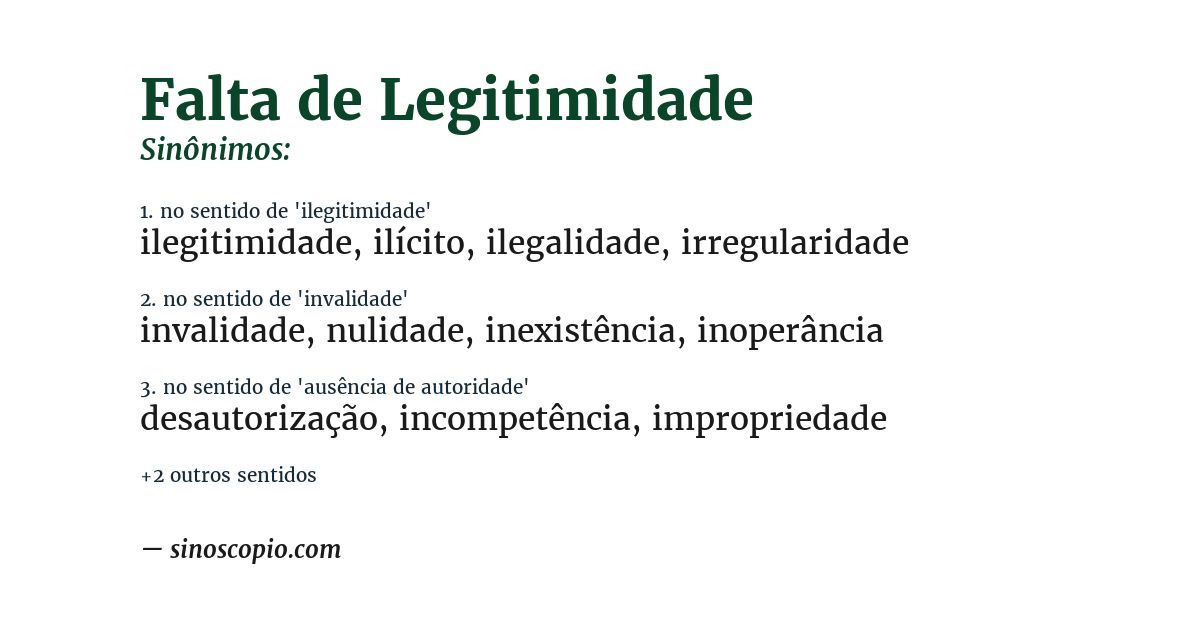 Sinônimo de falta de legitimidade