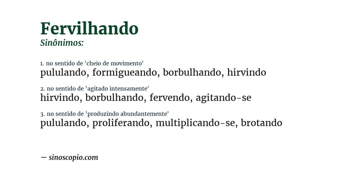 Sinônimo de fervilhando
