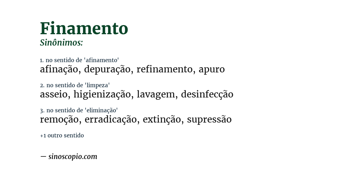 Sinônimo de finamento