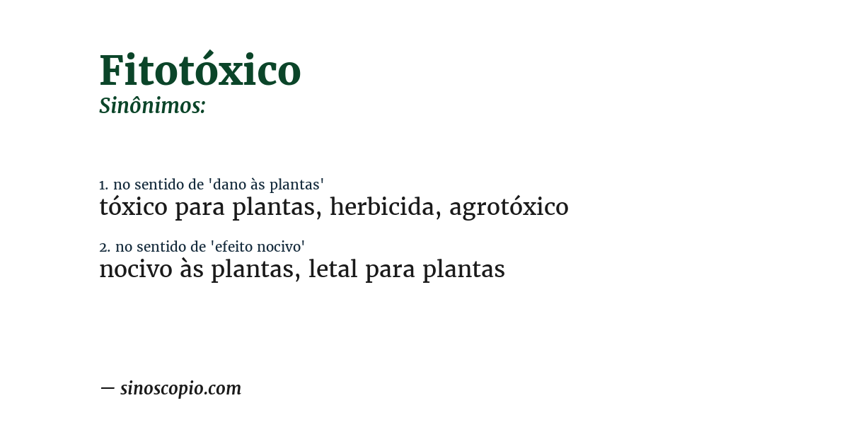 Sinônimo de fitotóxico