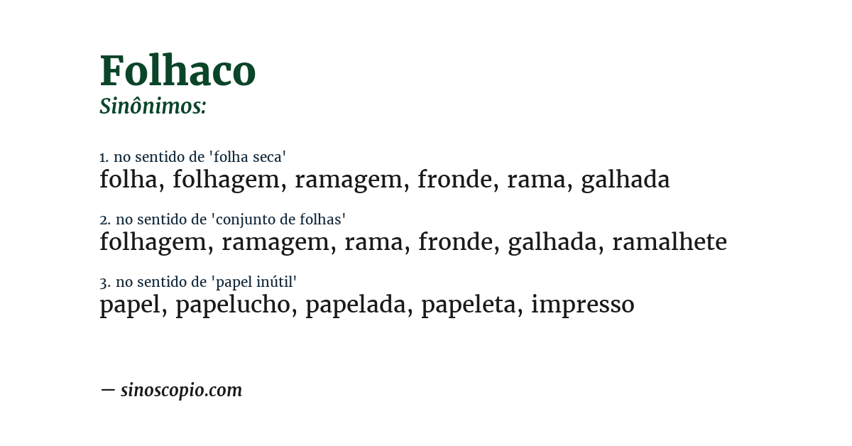 Sinônimo de folhaco