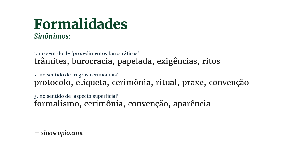 Sinônimo de formalidades