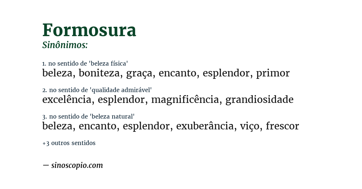 Sinônimo de formosura