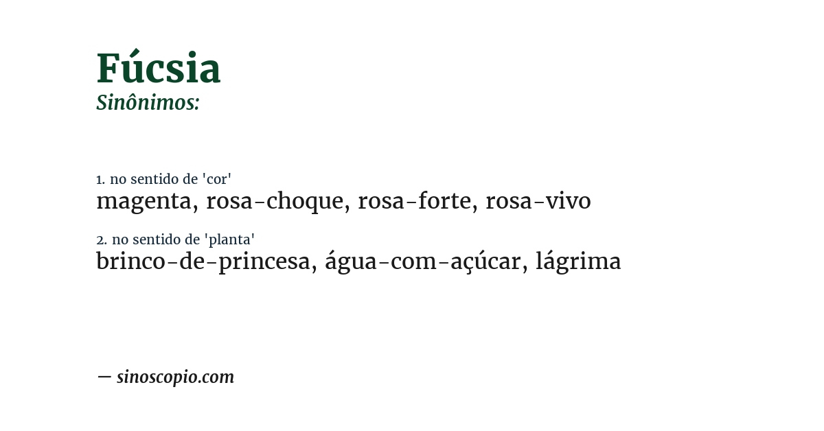 Sinônimo de fúcsia