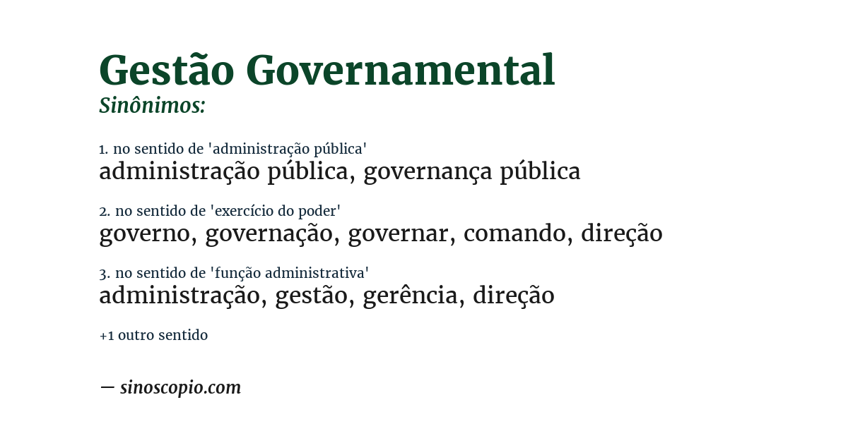 Sinônimo de gestão governamental