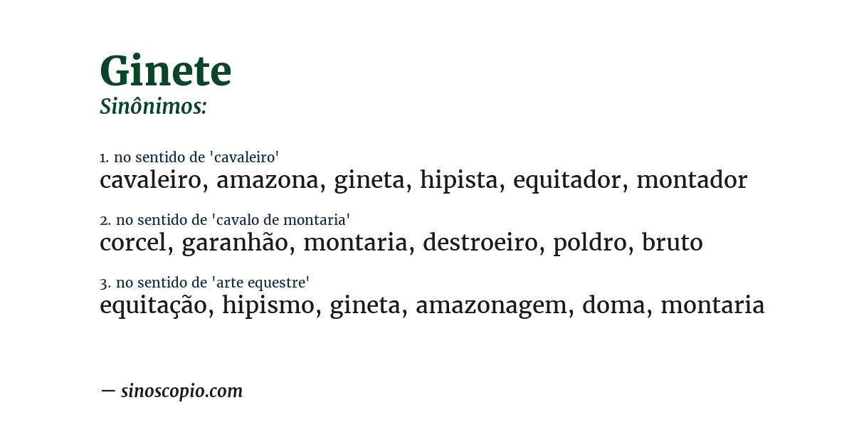 Sinônimo de ginete