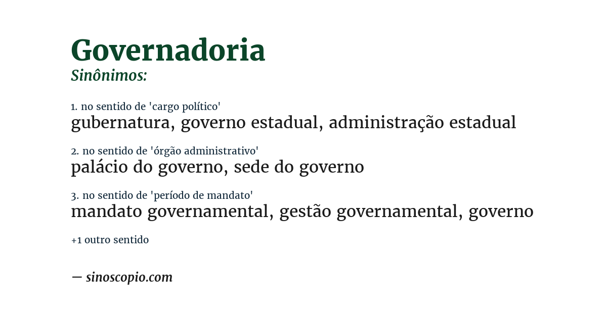 Sinônimo de governadoria