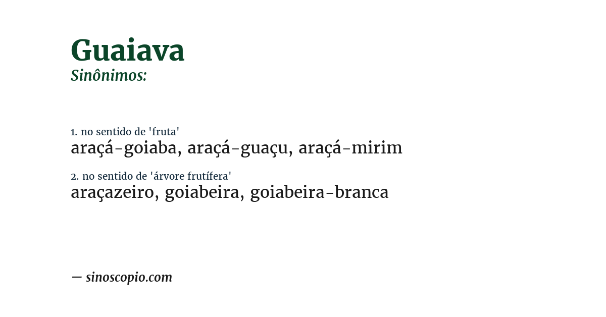 Sinônimo de guaiava