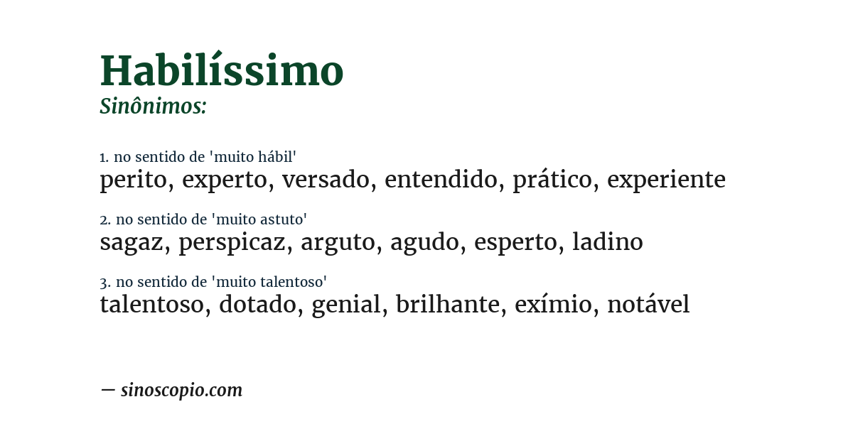 Sinônimo de habilíssimo