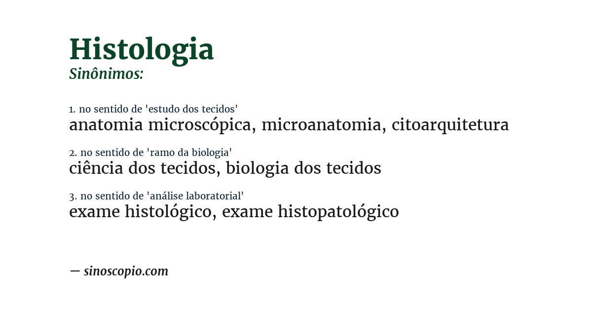 Sinônimo de histologia