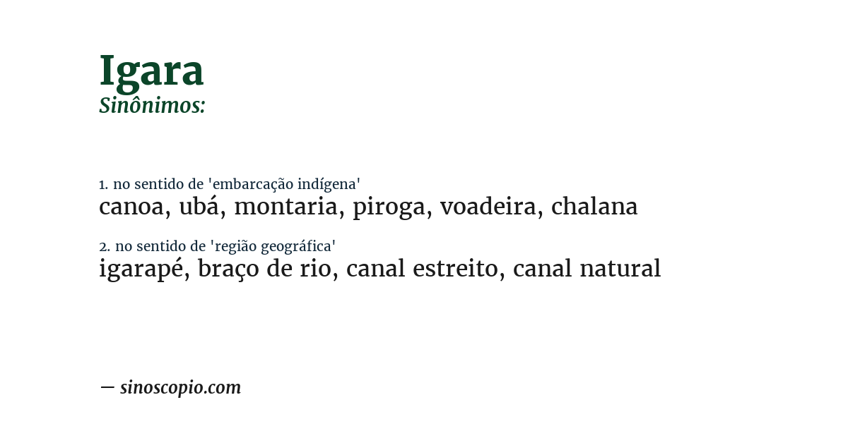 Sinônimo de igara