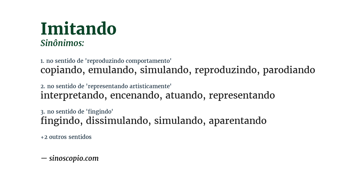 Sinônimo de imitando