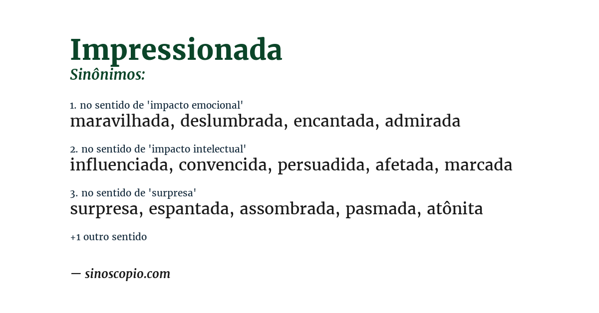 Sinônimo de impressionada