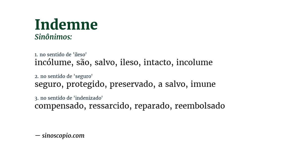 Sinônimo de indemne