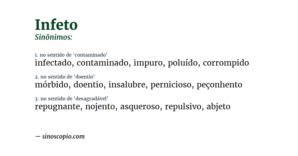 Sinônimo de infeto