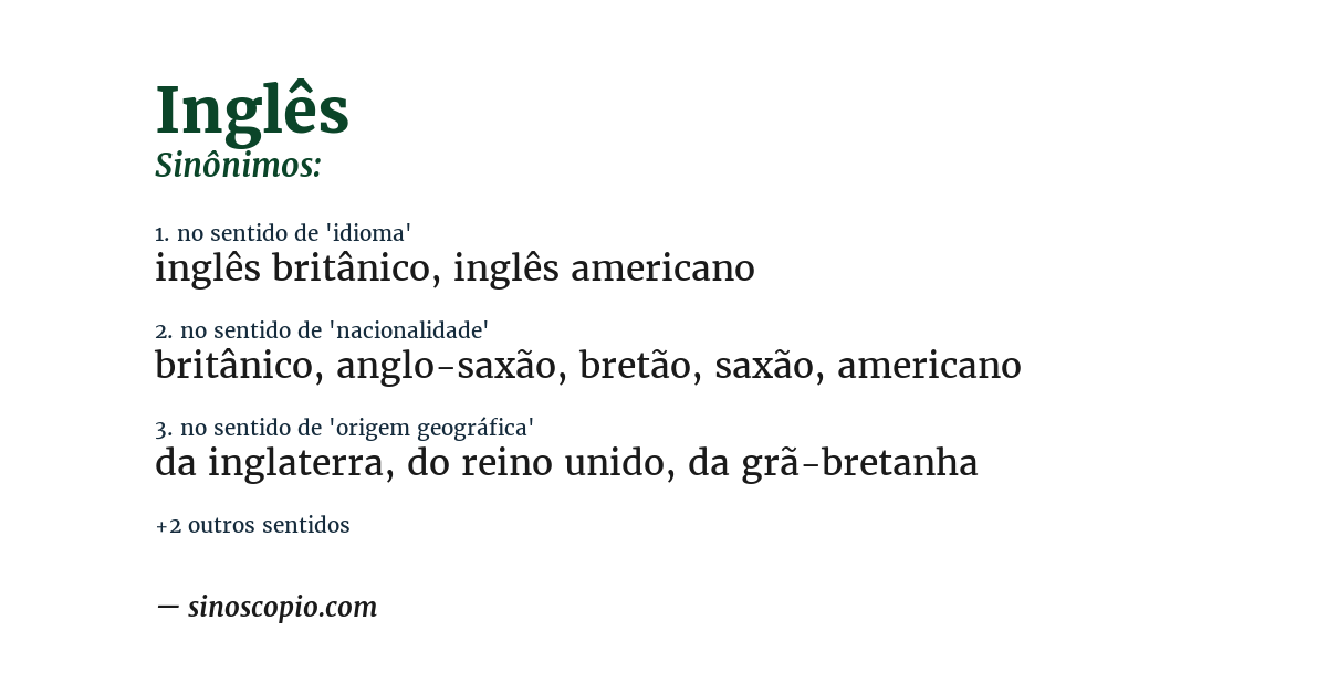 Sinônimo de inglês