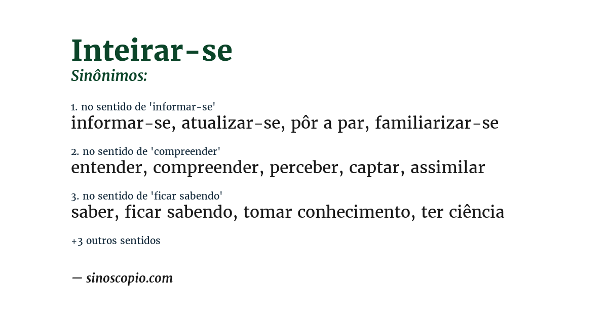 Sinônimo de inteirar-se