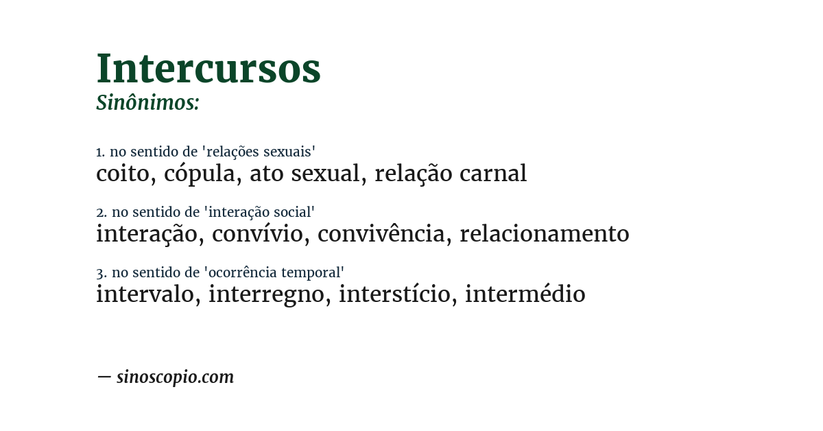 Sinônimo de intercursos