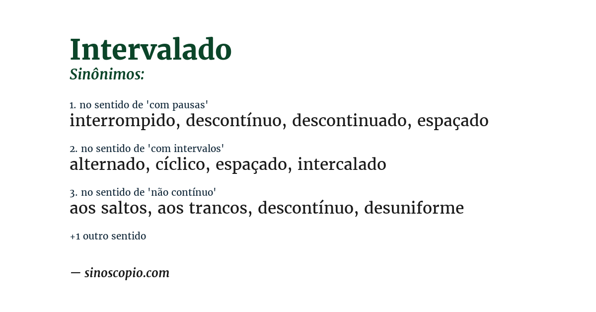 Sinônimo de intervalado