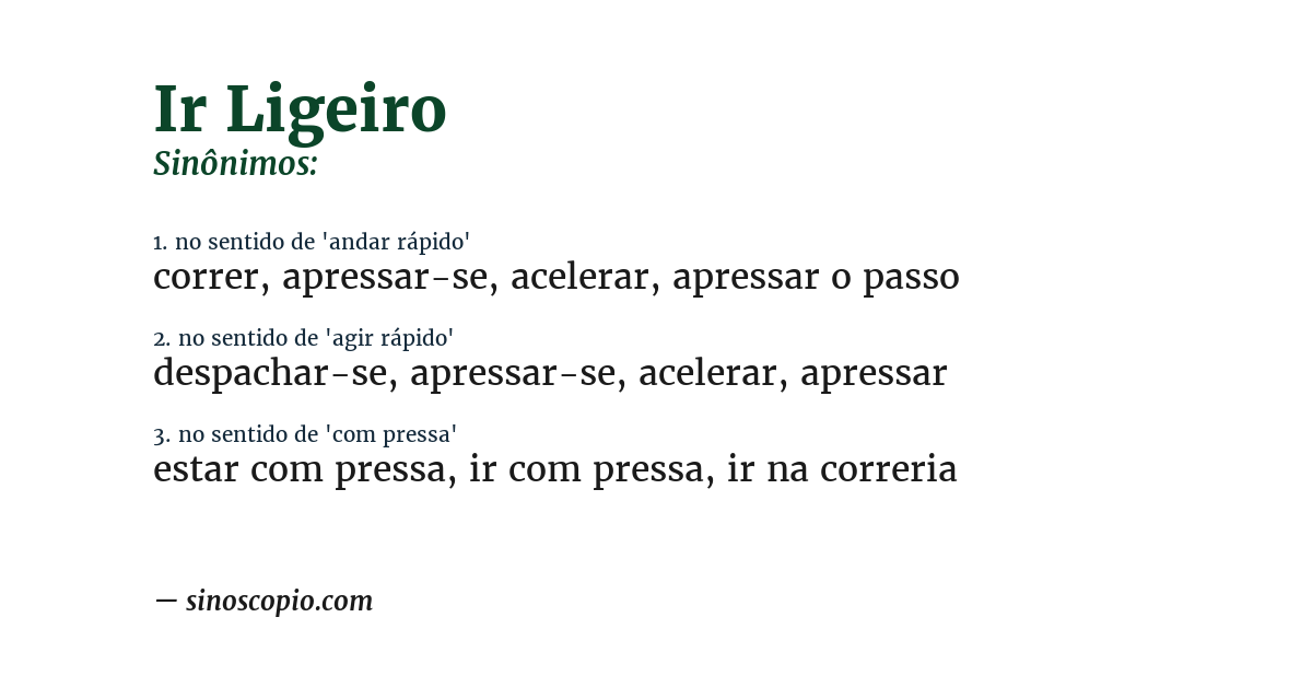 Sinônimo de ir ligeiro