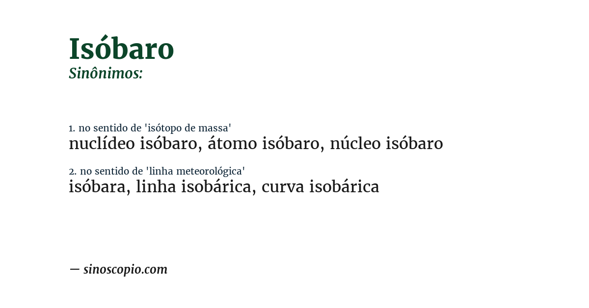 Sinônimo de isóbaro