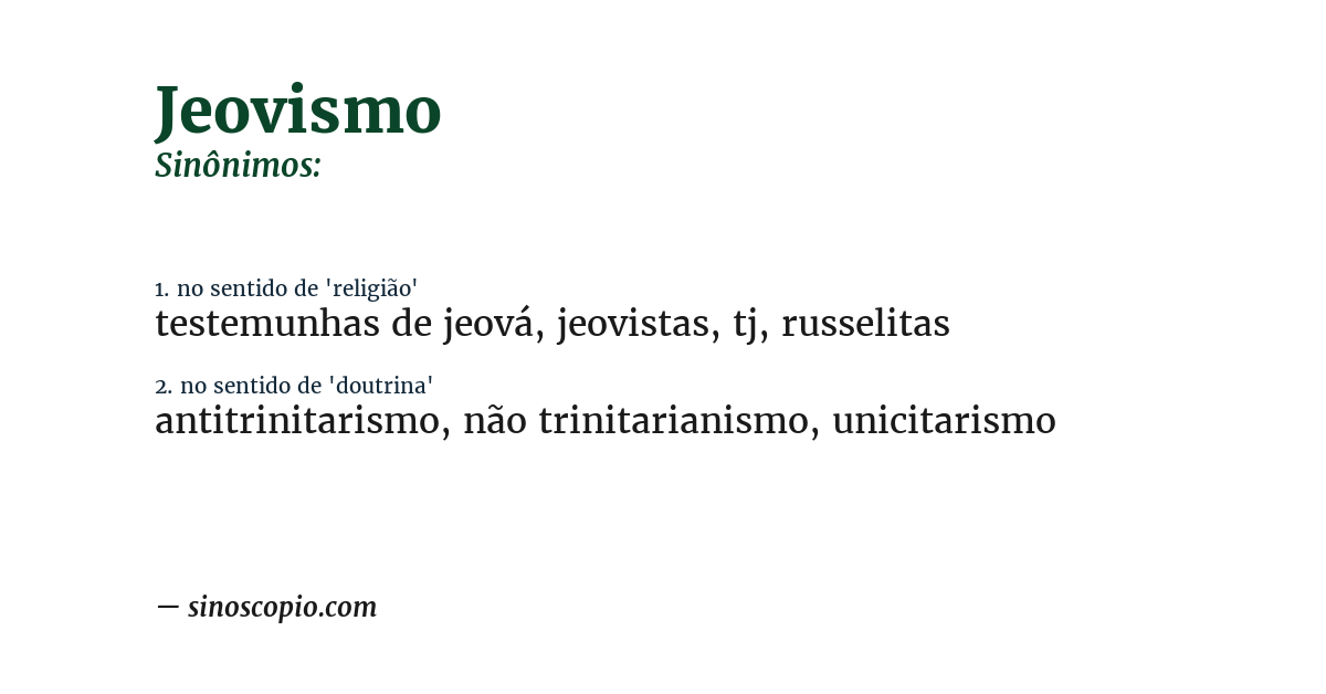 Sinônimo de jeovismo