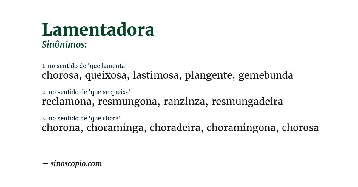 Sinônimo de lamentadora