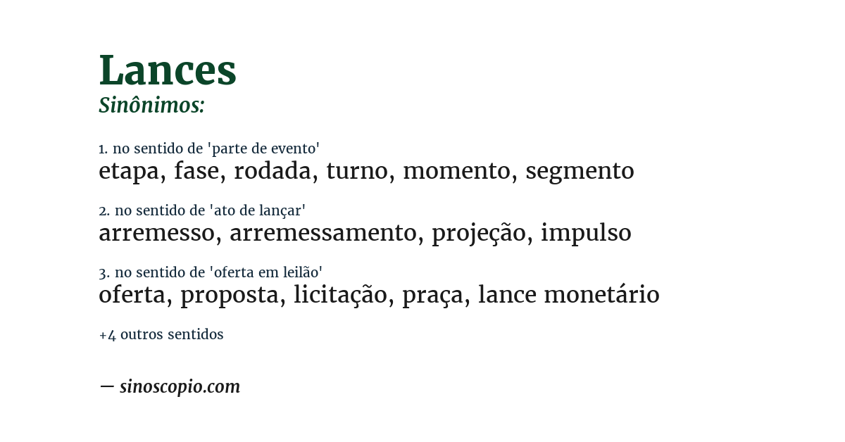 Sinônimo de lances