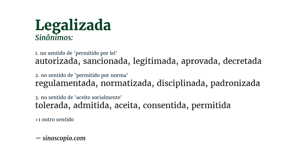 Sinônimo de legalizada