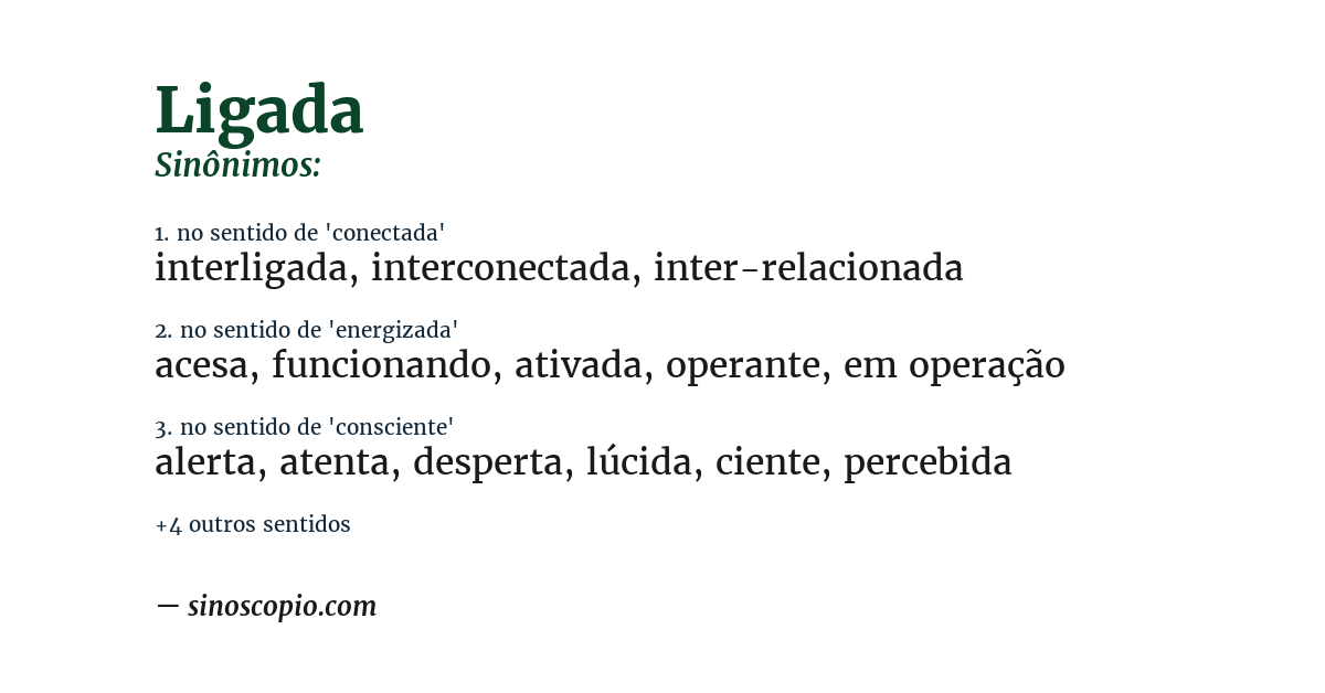 Sinônimo de ligada