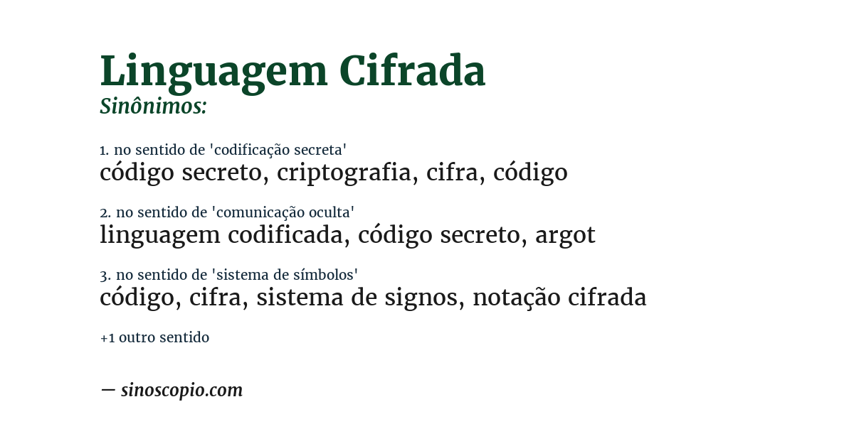 Sinônimo de linguagem cifrada