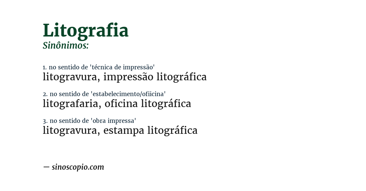 Sinônimo de litografia