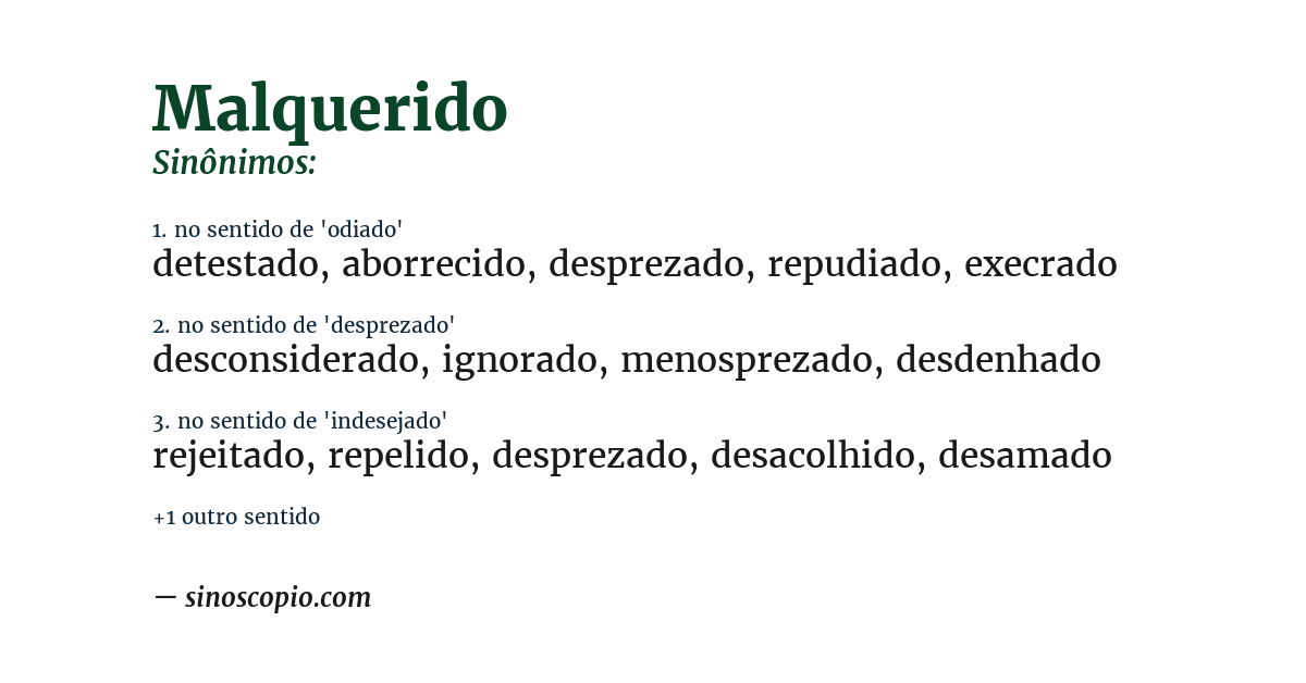 Sinônimo de malquerido