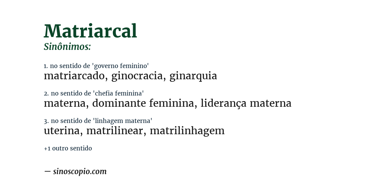 Sinônimo de matriarcal