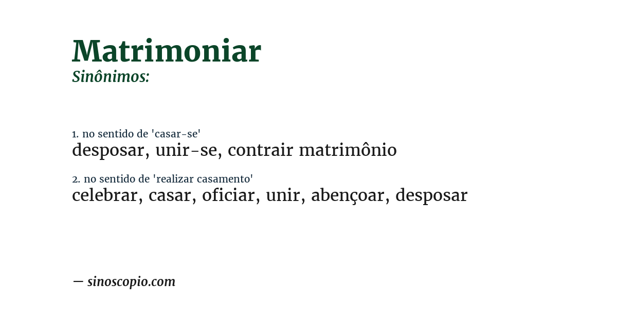 Sinônimo de matrimoniar