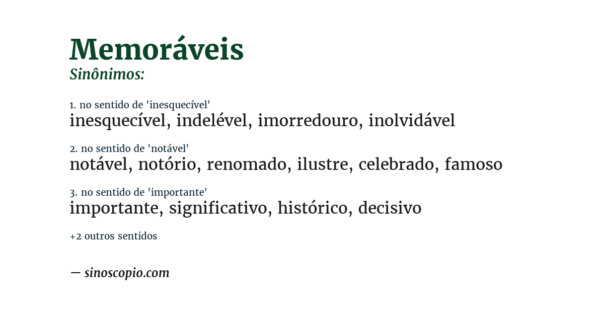 Sinônimo de memoráveis