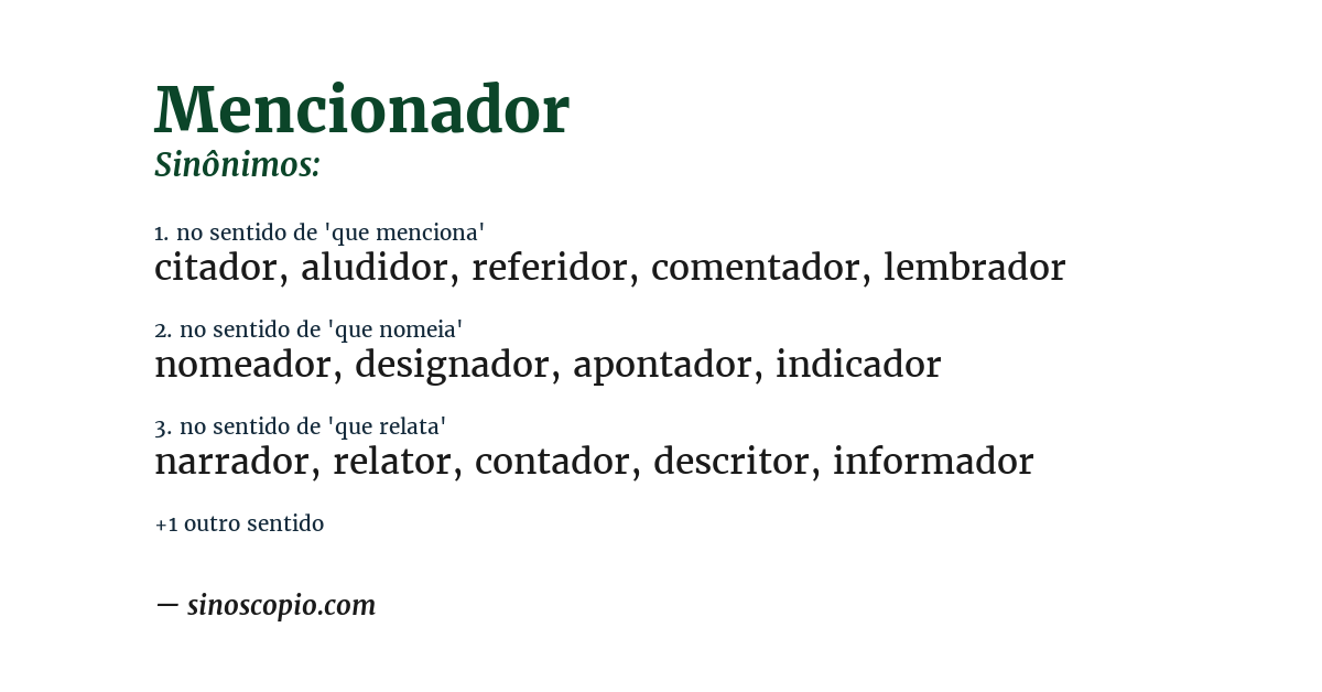 Sinônimo de mencionador