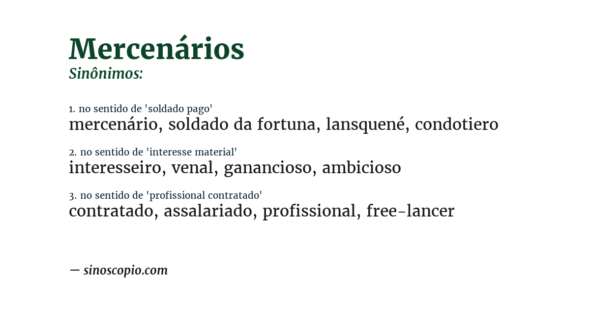 Sinônimo de mercenários